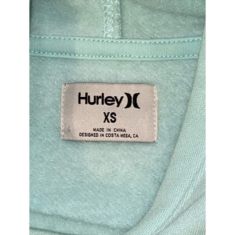 RARE Hurley Worldwide Hoodie Surf & Enjoy‎ Est. 999 Sweatshirt Sea Green Palm - Picture 5 of 8